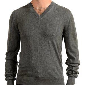 Dolce & Gabbana Men's Gray 100% Wool Distressed Look V-Neck Pullover Sweater